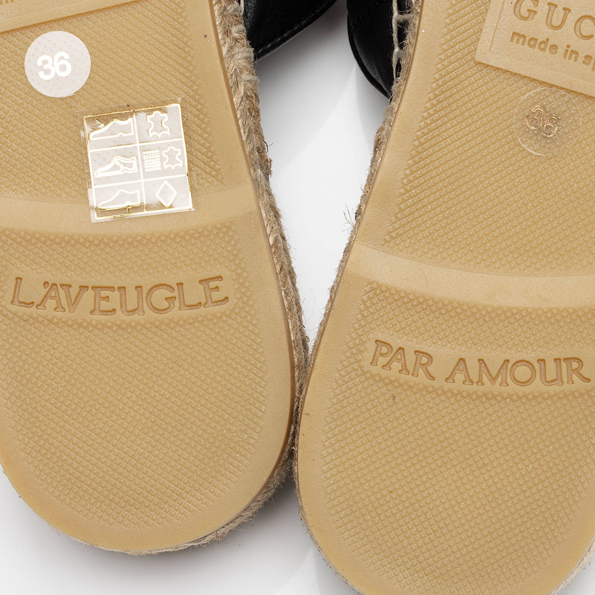 ミモザ☆✨GUCCI エスパドリーユ 靴 マーモントGG総柄 36 1/2 Gucci Matelasse Leather GG Marmont Espadrille Mules - Size 6 / 36 (SHF