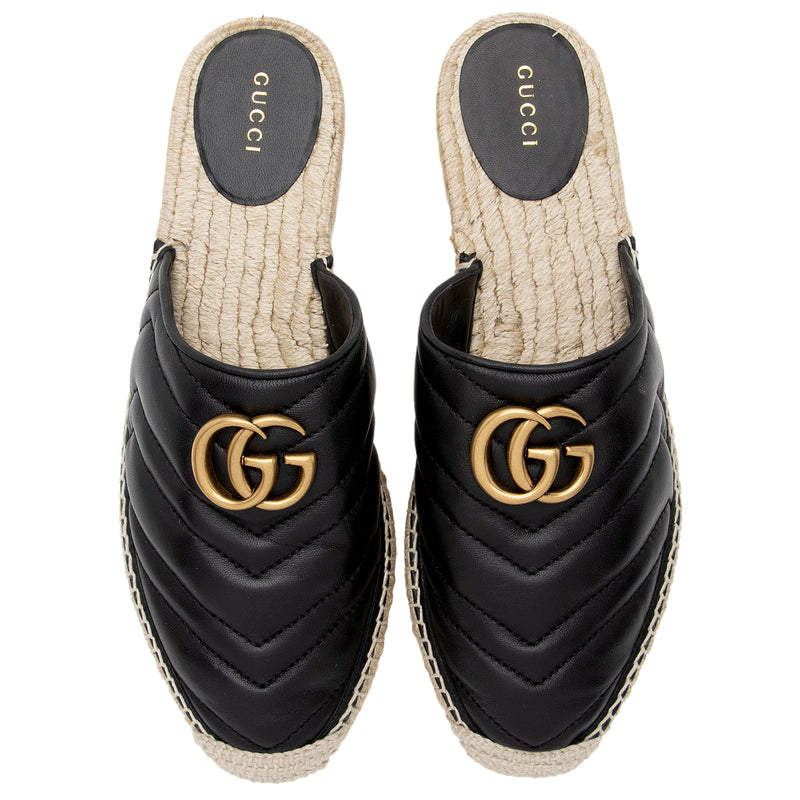 Gucci Matelasse Leather GG Marmont Espadrille Mules - Size 9 / 39 (SHF-kmOrCD)