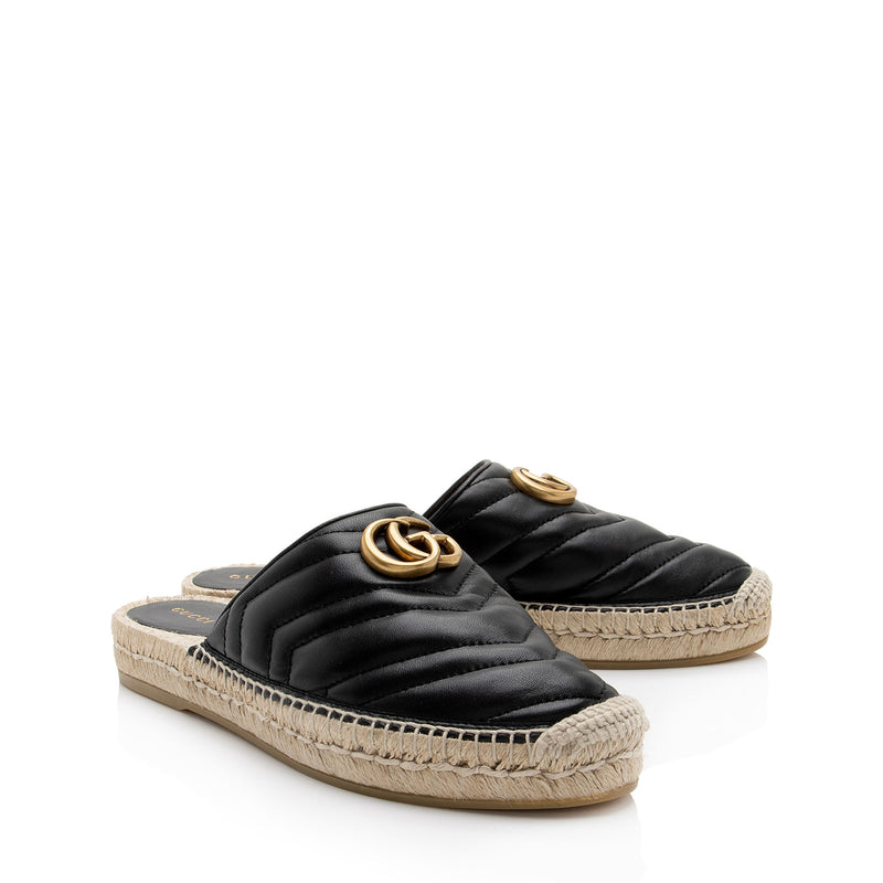 Gucci Matelasse Leather GG Marmont Espadrille Mules - Size 9 / 39 (SHF-kmOrCD)