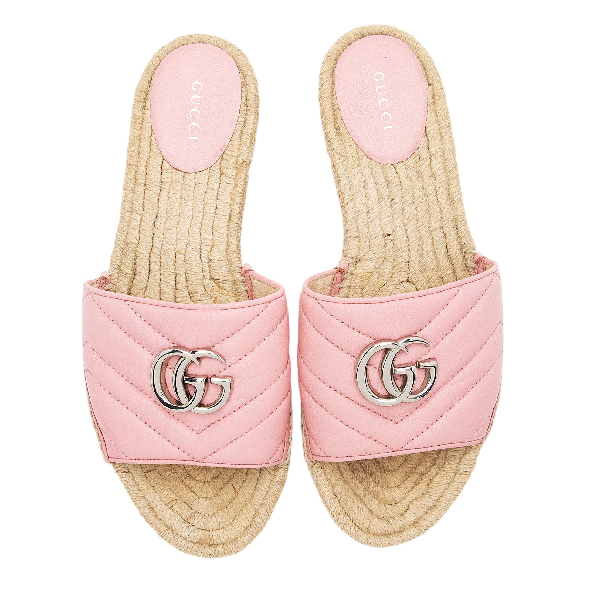 Gucci Matelasse Leather GG Marmont Espadrille Slide Sandals - Size 9.5 / 39.5