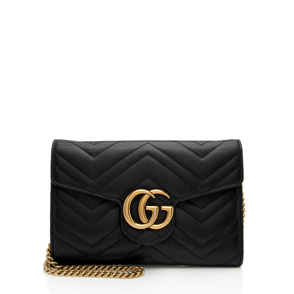 Gucci Matelasse Leather GG Marmont Flap Mini Wallet Bag (SHF-6xoeZx)