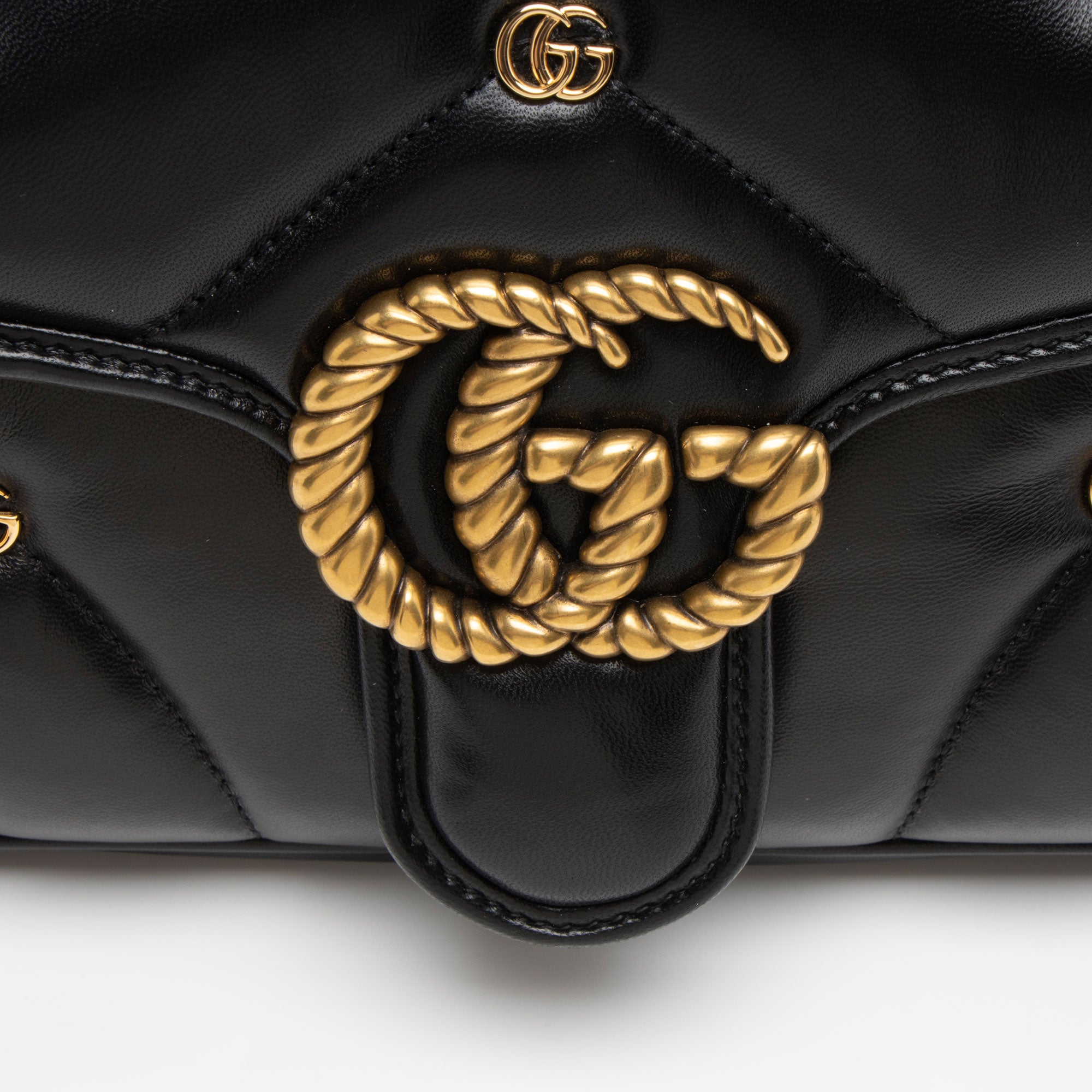 Gucci Matelasse Leather GG Marmont GG Studded Small Flap Bag