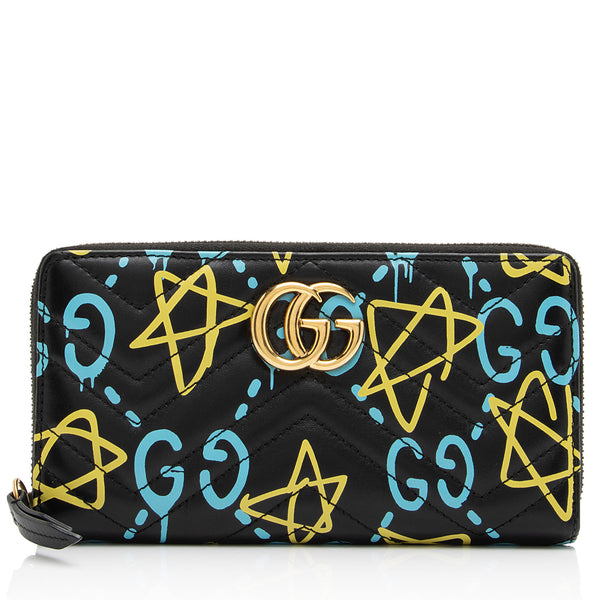 Gucci Matelasse GG Marmont Ghost Zip Around Wallet (SHF-nSlm24)