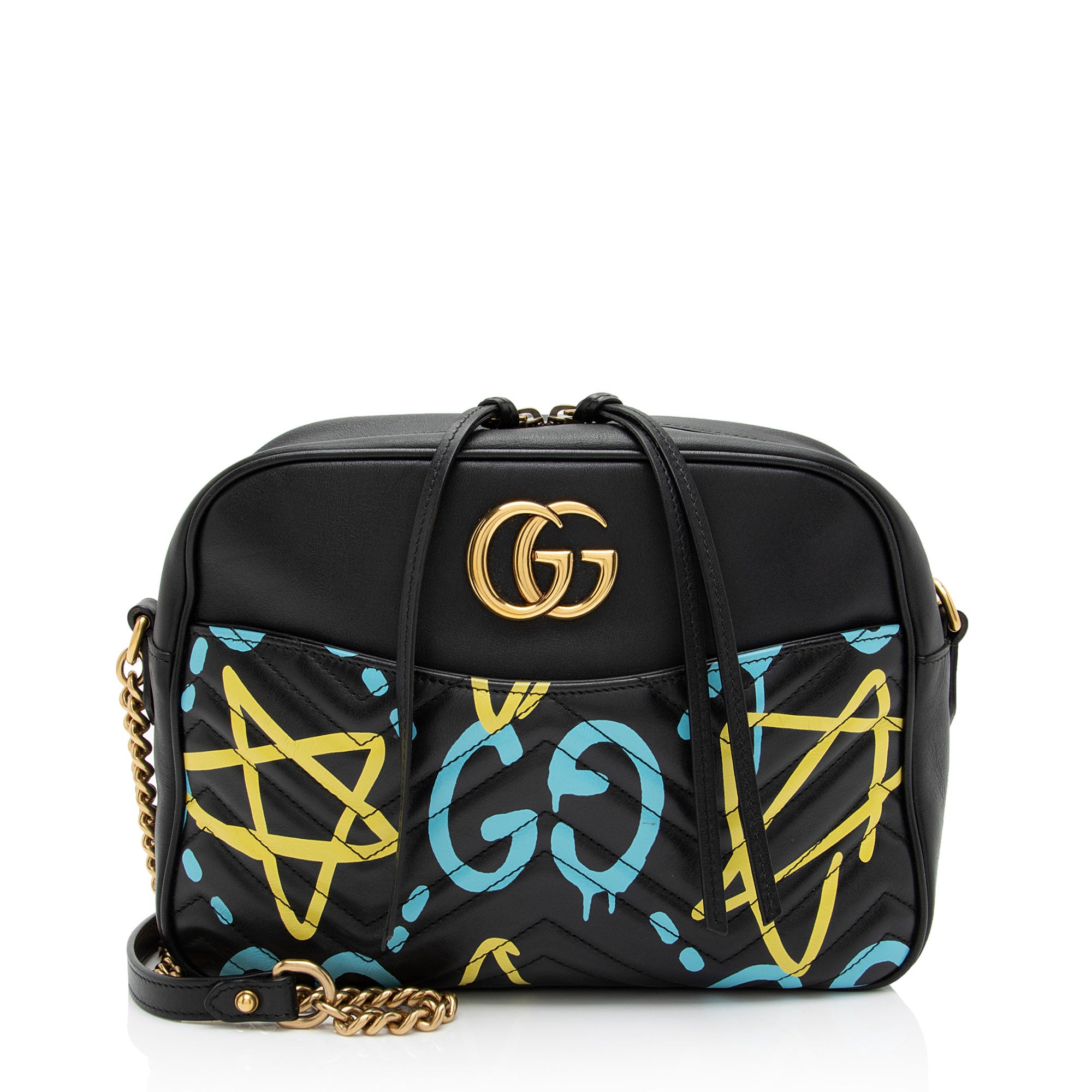 Gucci Matelasse Leather GG Marmont Ghost Medium Shoulder Bag (SHF-PG5o