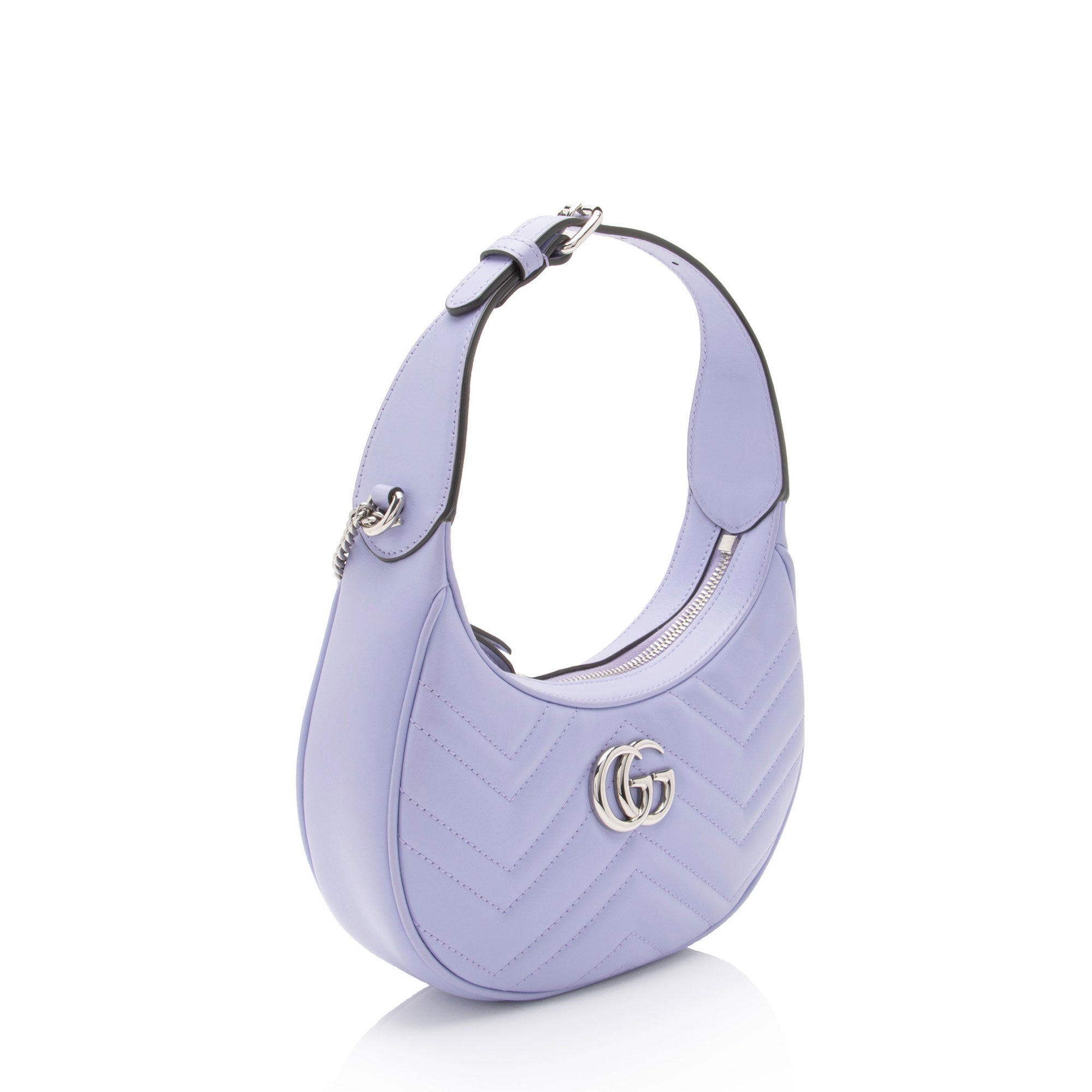 Gucci Matelasse Leather GG Marmont Half Moon Mini Shoulder Bag (SHF-OFIt7E)