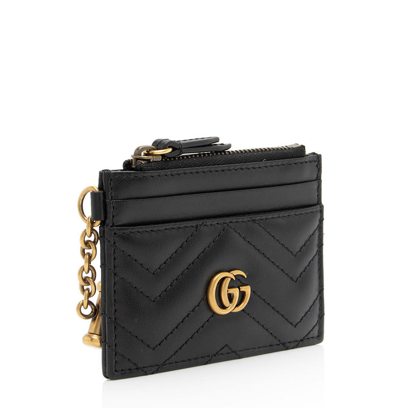 Gucci Matelasse Leather GG Marmont Keychain Card Holder (SHF-amPgBl)