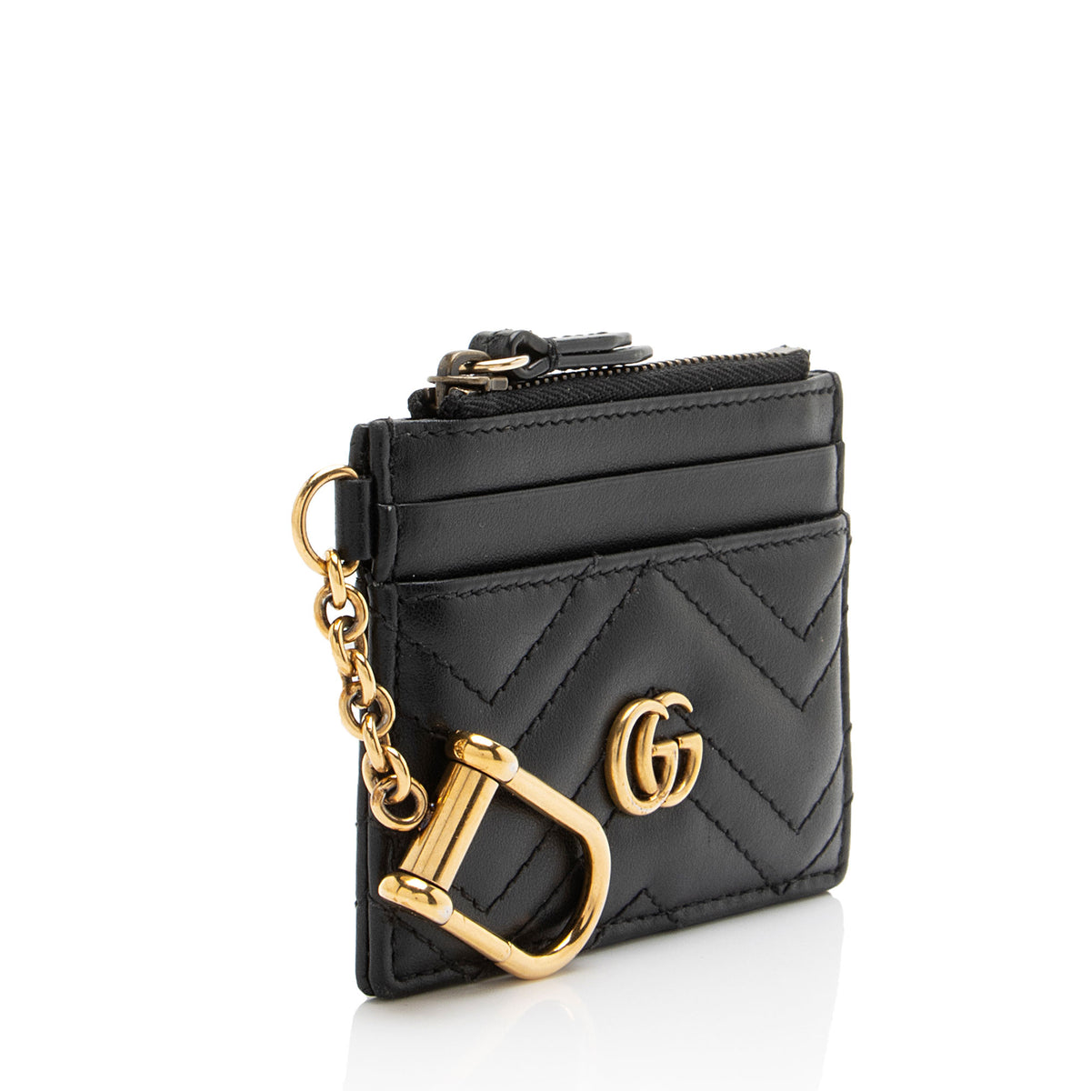 Gucci Matelasse Leather GG Marmont Keychain Card Holder