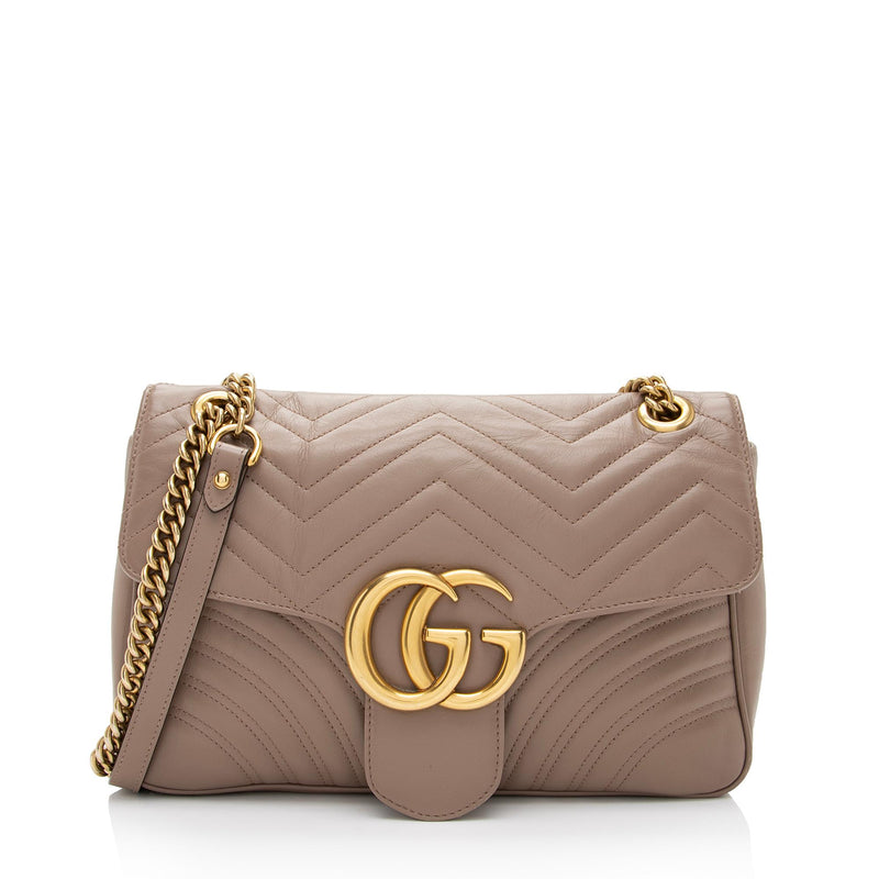 Gucci Matelasse Leather GG Marmont Medium Flap Shoulder Bag (SHF-tSeuq4)