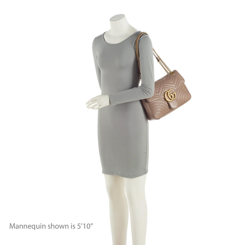 Gucci Matelasse Leather GG Marmont Medium Flap Shoulder Bag (SHF-tSeuq4)