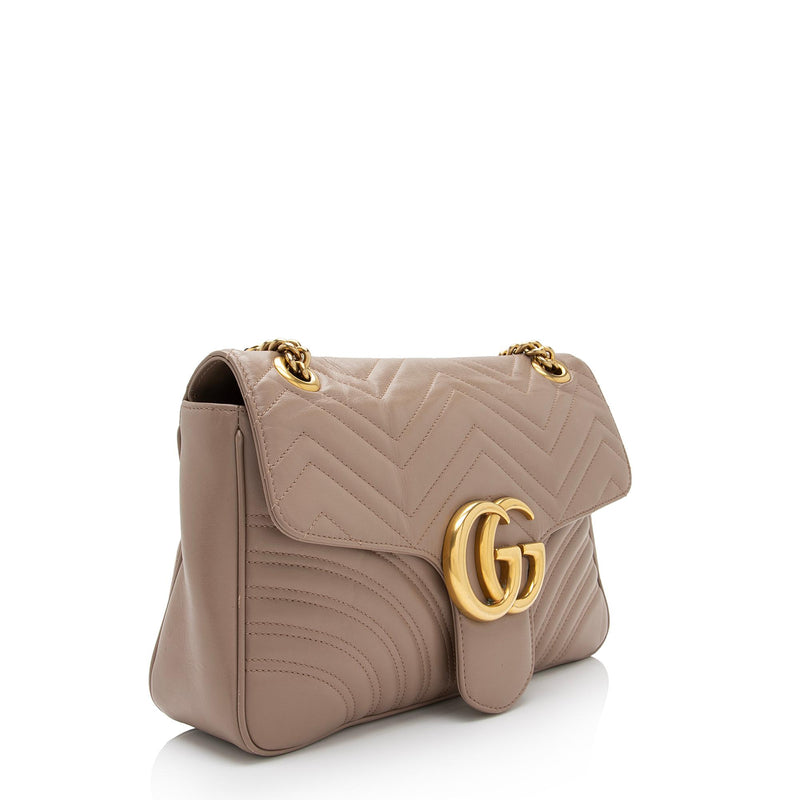 Gucci Matelasse Leather GG Marmont Medium Flap Shoulder Bag (SHF-tSeuq4)