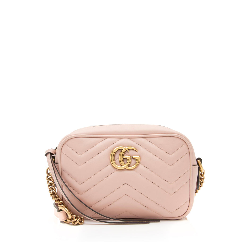 Gucci GG Marmont Shoulder Bag Matelasse Mini Light Pink in Calfskin with  Gold-tone - US