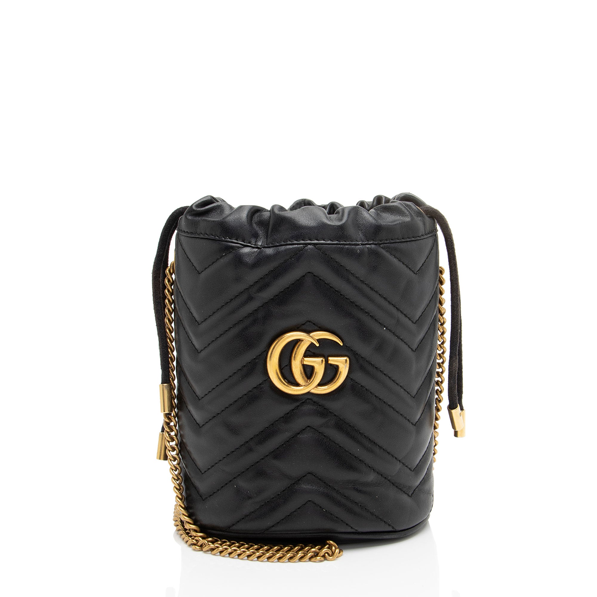 Gucci Matelasse Leather GG Marmont Mini Bucket Bag