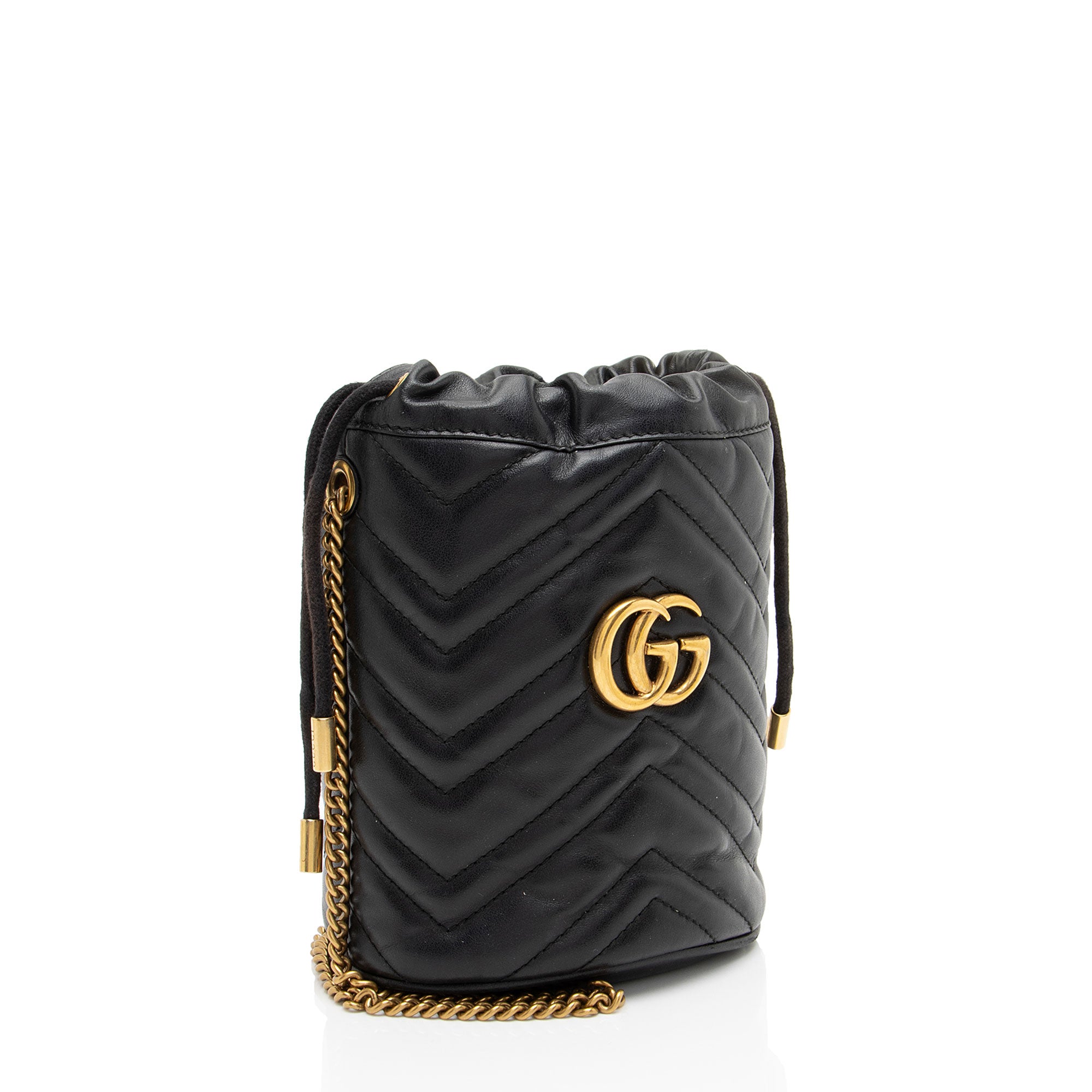 Gucci Matelasse Leather GG Marmont Mini Bucket Bag