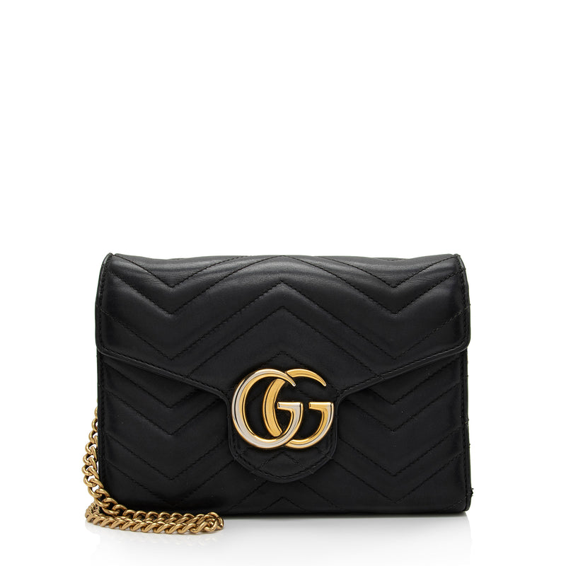 Gucci Matelasse Leather GG Marmont Mini Chain Shoulder Bag (SHF