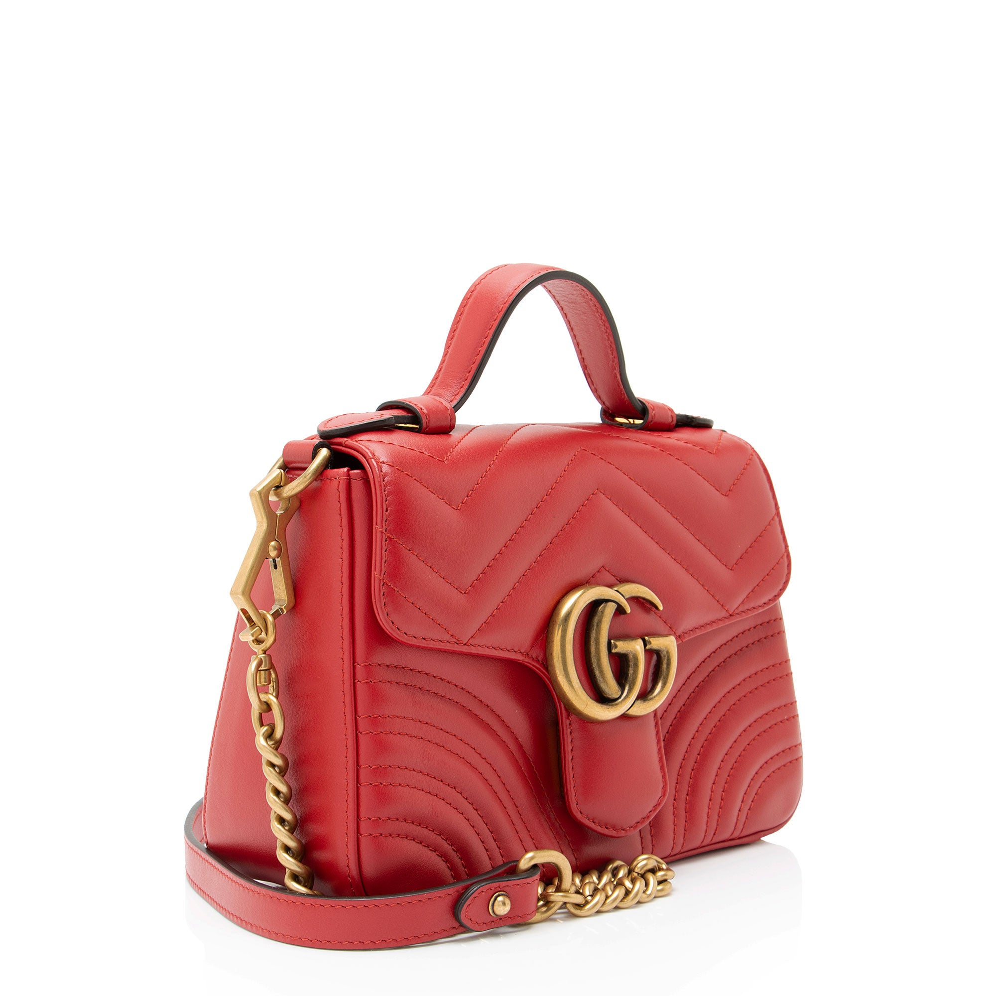 Gucci Matelasse Leather GG Marmont Mini Top Handle Bag