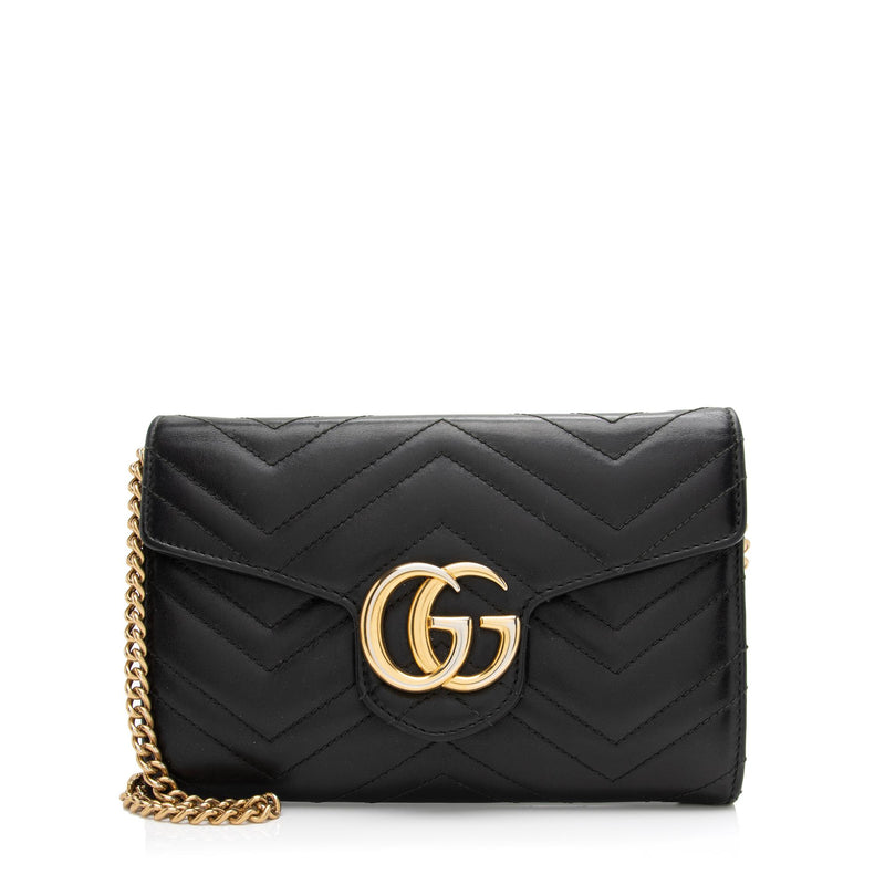 Pouch - Black Quilted Leather GG Marmont Wristlet Clutch Bag