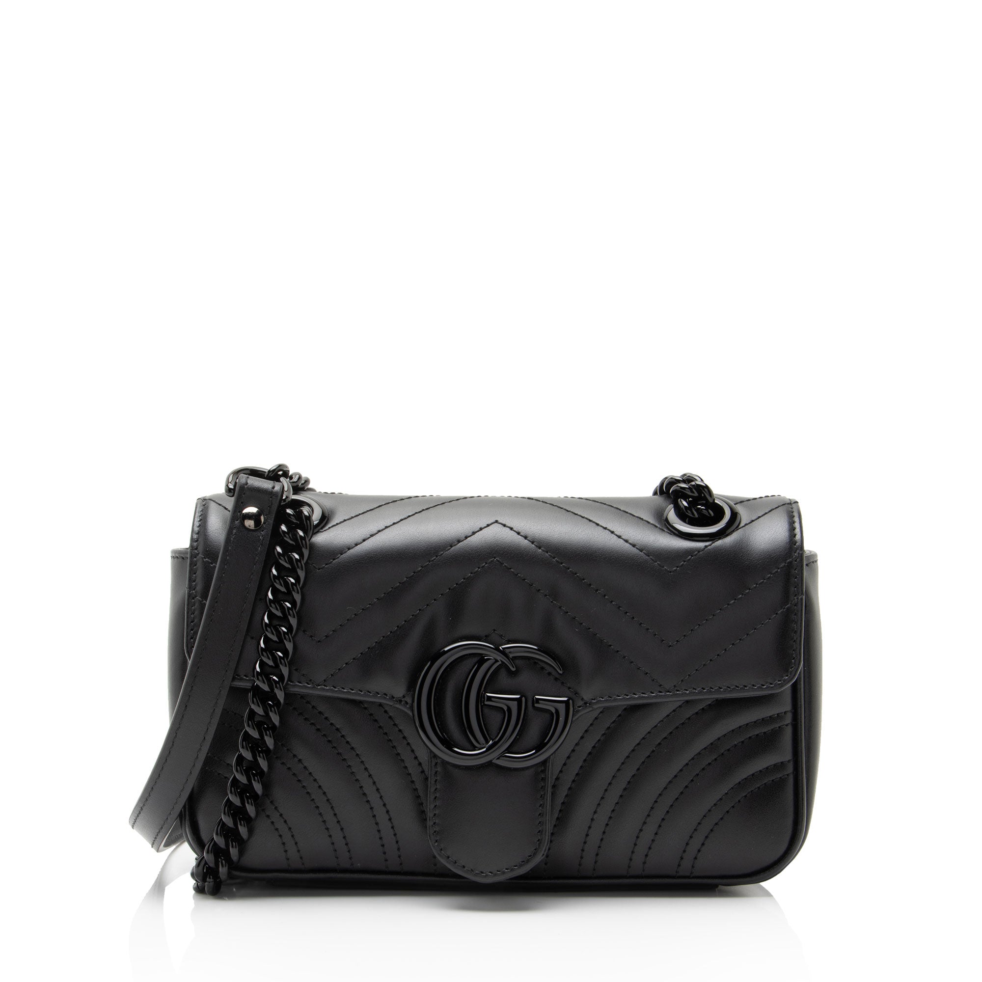Gucci Matelasse Leather GG Marmont Monochrome Small Flap Bag