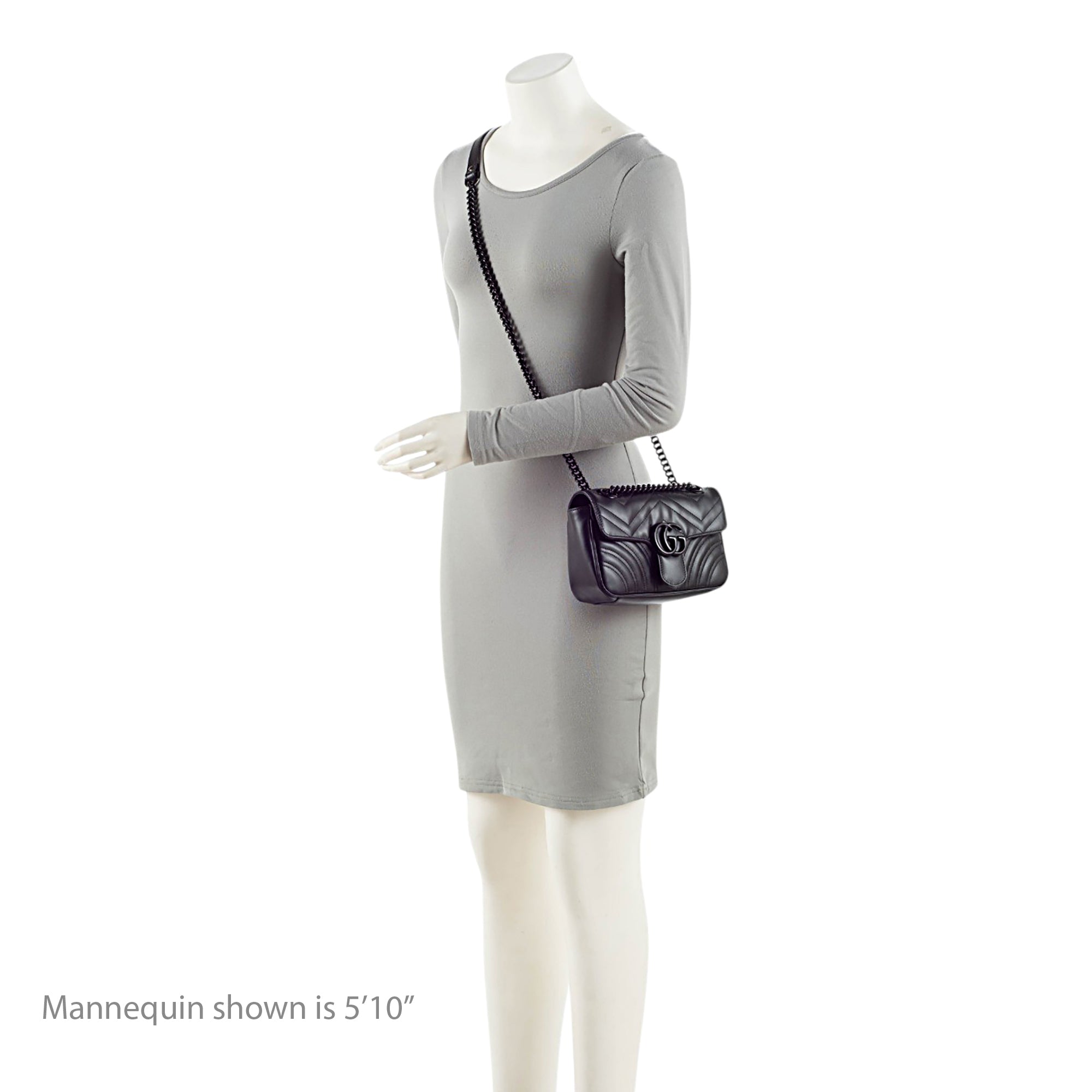 Gucci Matelasse Leather GG Marmont Monochrome Small Flap Bag