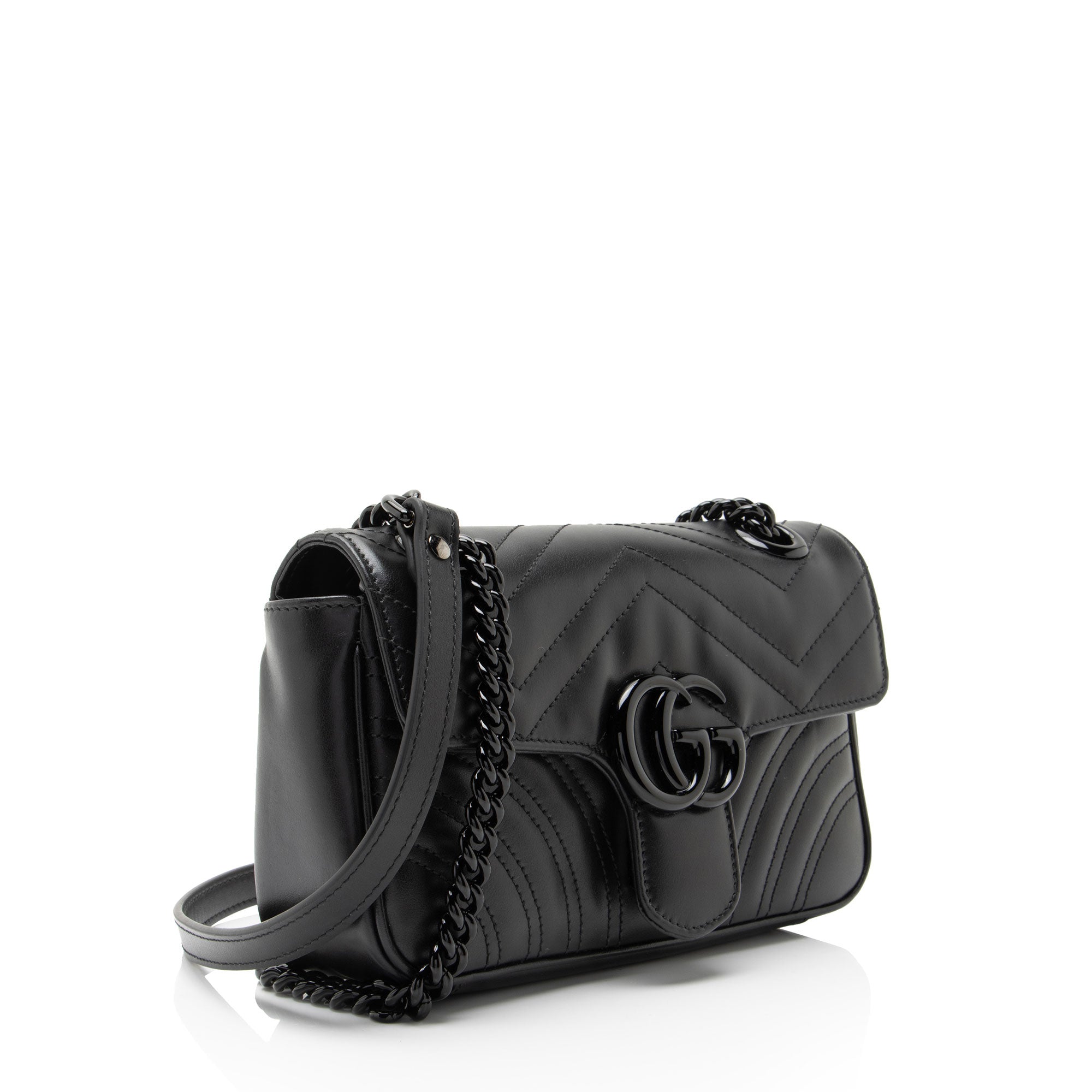 Gucci Matelasse Leather GG Marmont Monochrome Small Flap Bag