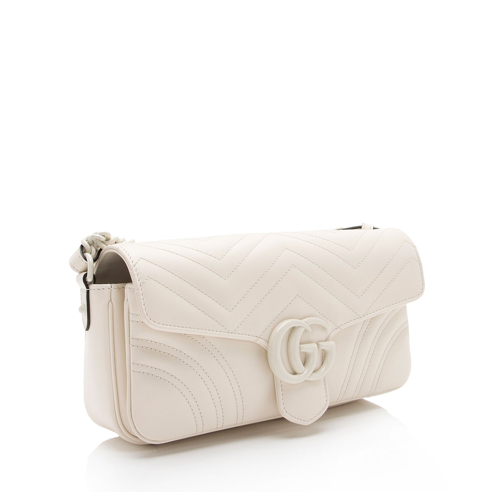 Gucci Matelasse Leather GG Marmont Monochrome Small Flap Shoulder Bag LuxeDH