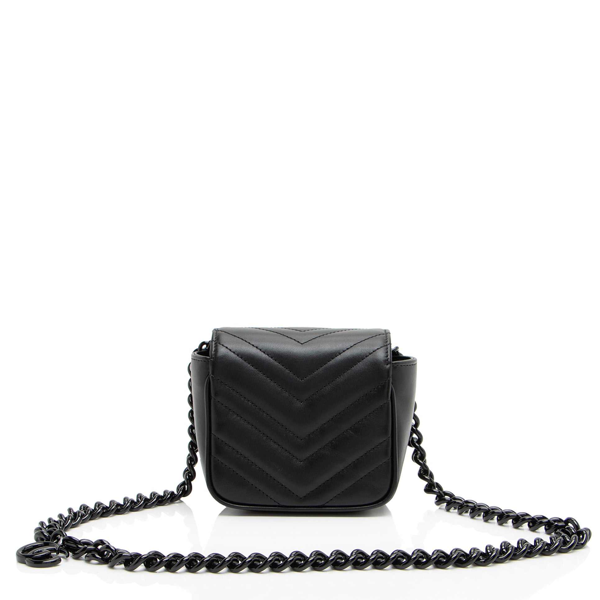 Gucci Matelasse Leather GG Marmont Monochrome Square Chain Belt Bag