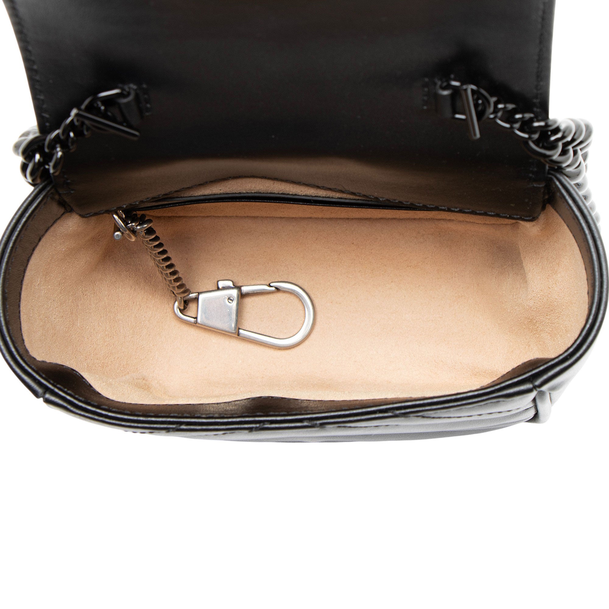 Gucci Matelasse Leather GG Marmont Monochrome Square Chain Belt Bag