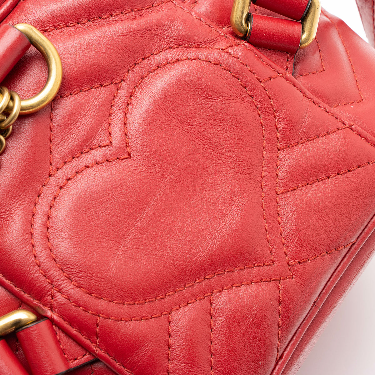 Gucci Matelasse Leather GG Marmont Round Mini Backpack
