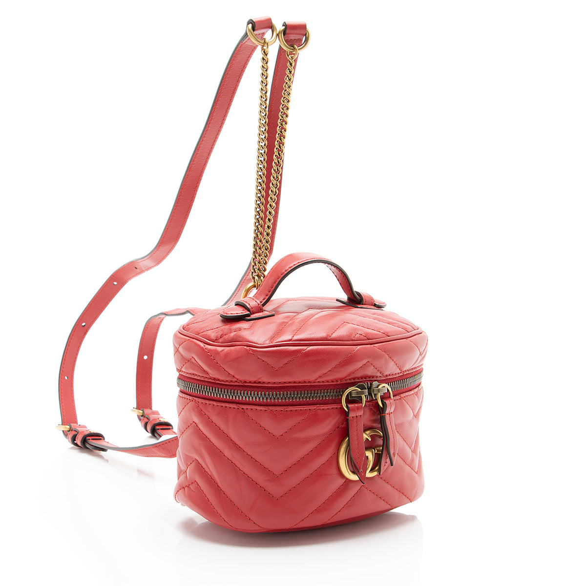 Gucci Matelasse Leather GG Marmont Round Mini Backpack