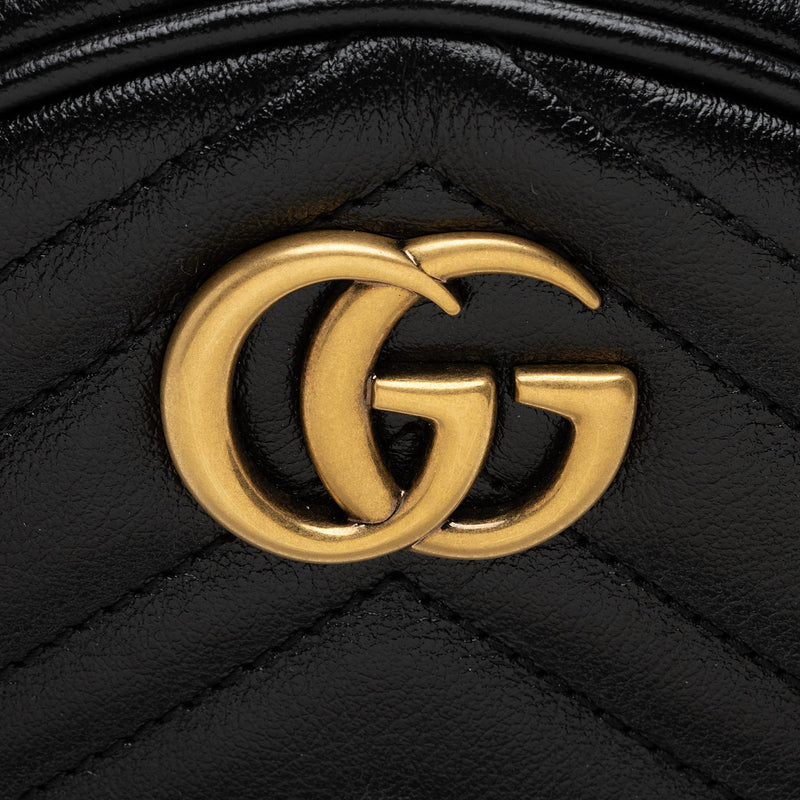 Gucci Matelasse Leather GG Marmont Round Mini Shoulder Bag (SHF-16xHJX)