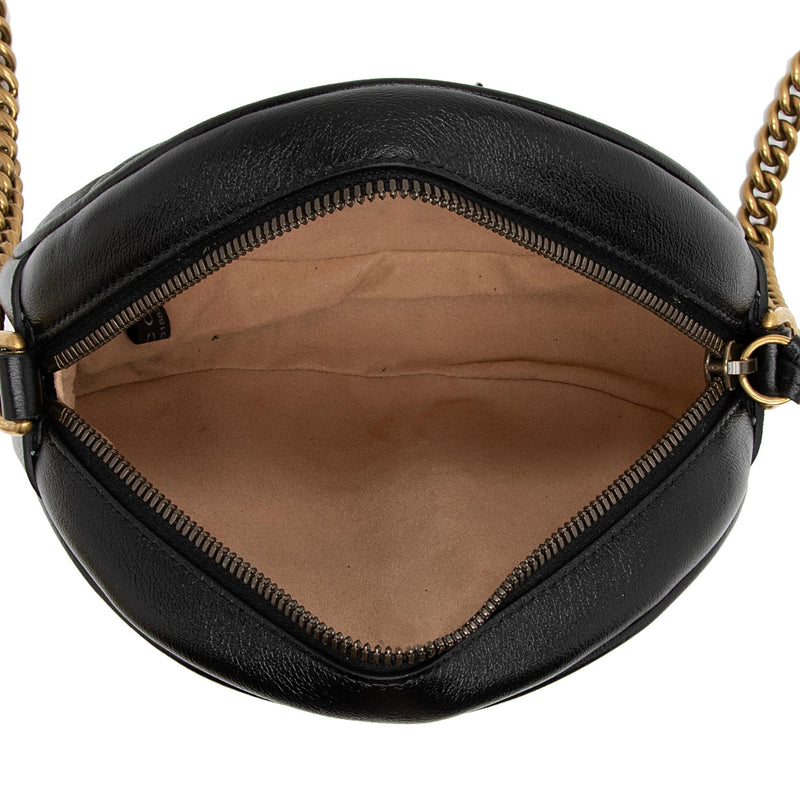 Gucci Matelasse Leather GG Marmont Round Mini Shoulder Bag (SHF-16xHJX)