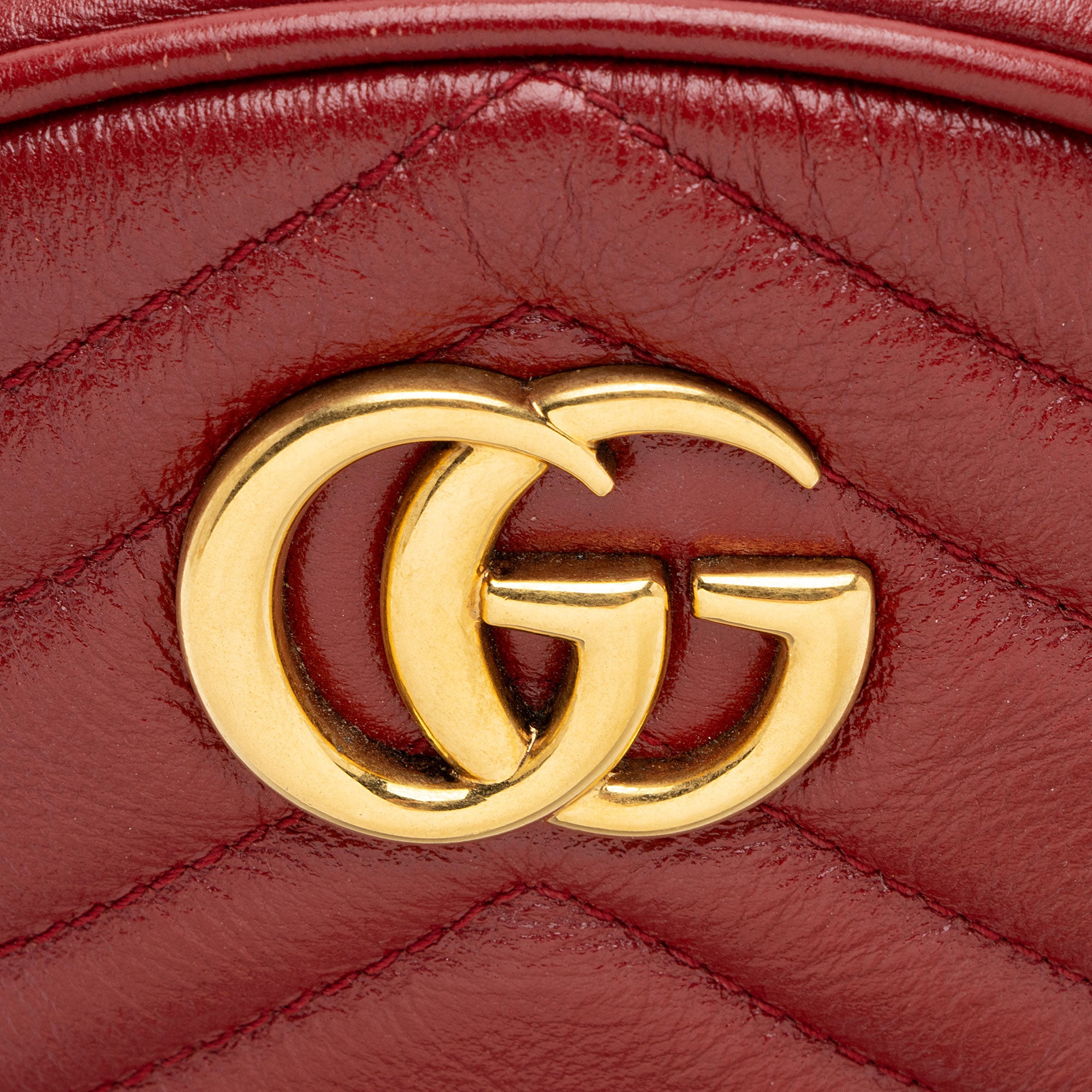 Gucci Matelasse Leather GG Marmont Round Mini Shoulder Bag