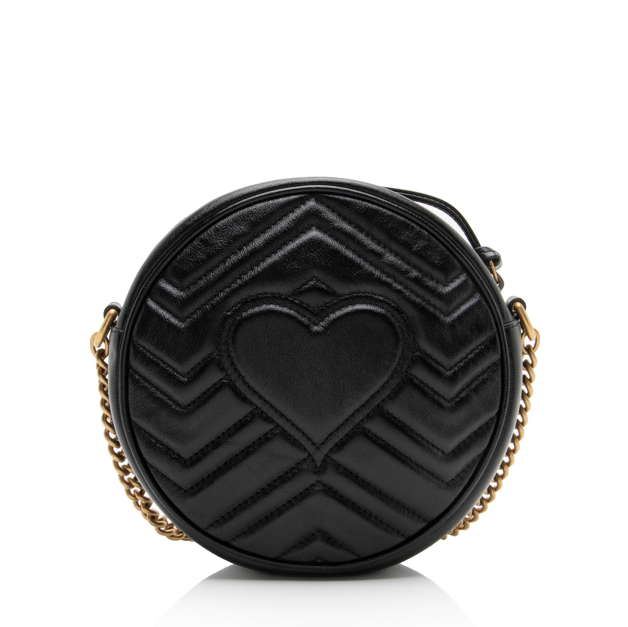 Gucci Matelasse Leather GG Marmont Round Mini Shoulder Bag