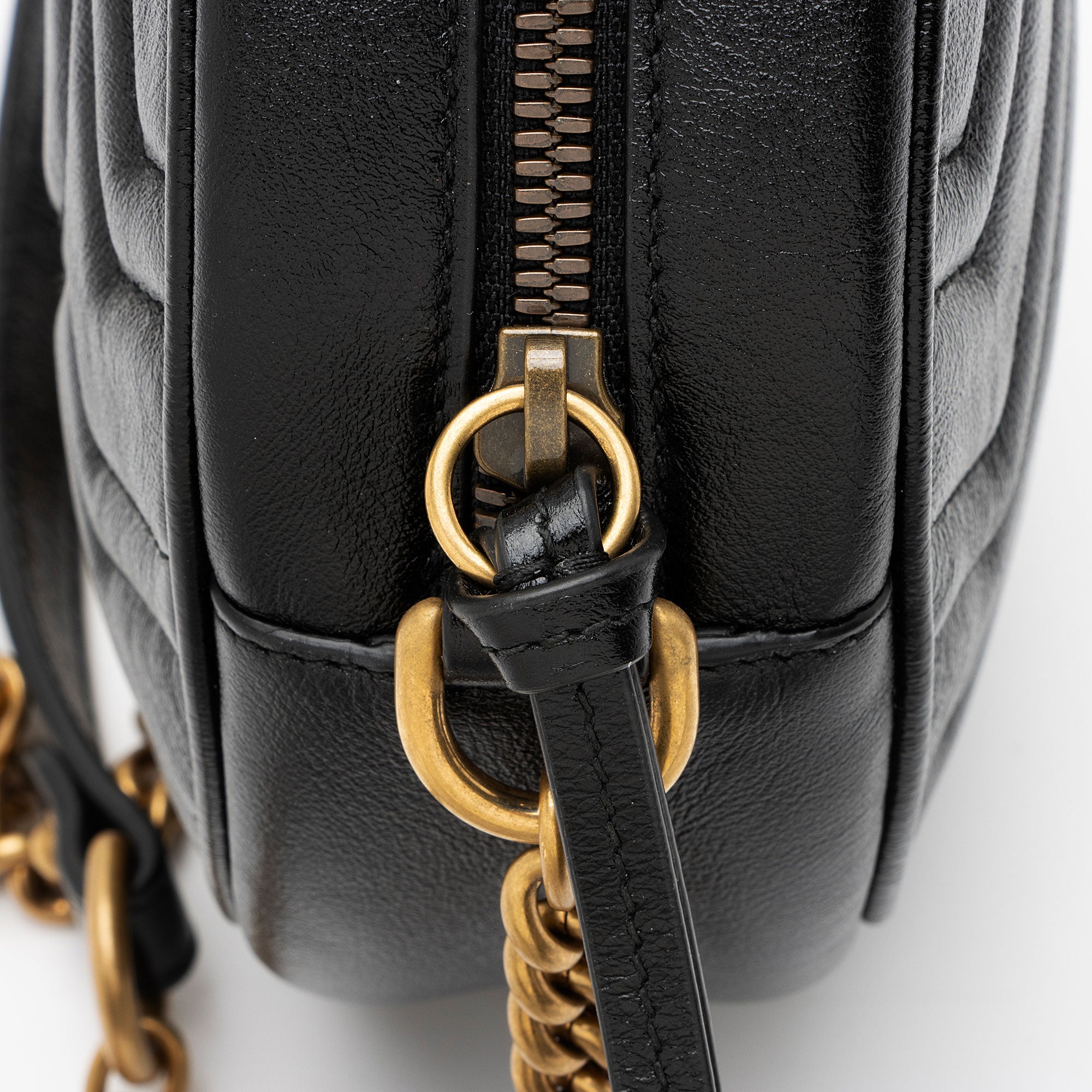 Gucci Matelasse Leather GG Marmont Round Mini Shoulder Bag