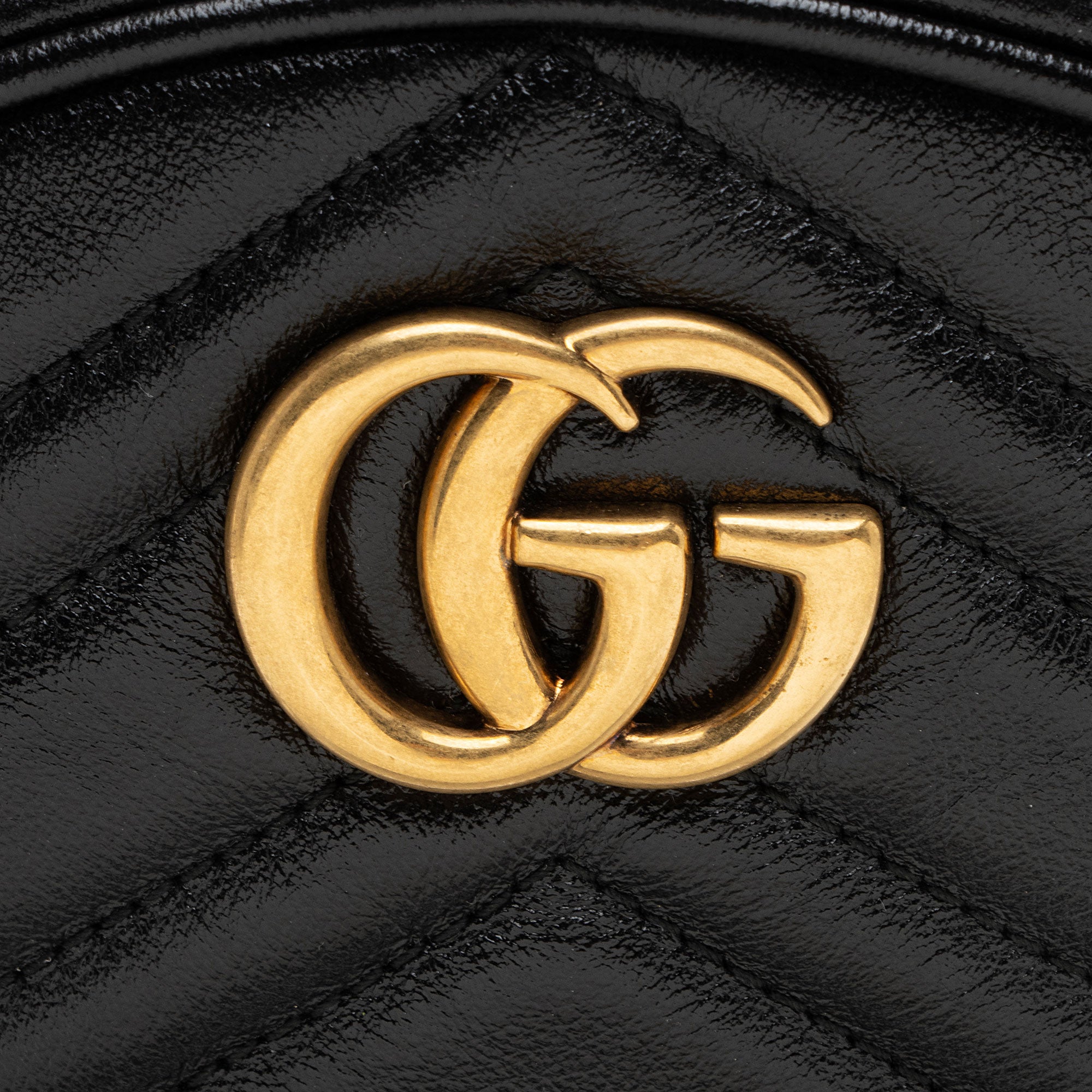 Gucci Matelasse Leather GG Marmont Round Mini Shoulder Bag