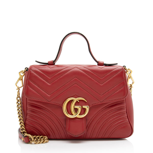 Gucci Matelasse Leather GG Marmont Small Top Handle Bag (SHF-b8y4T7)