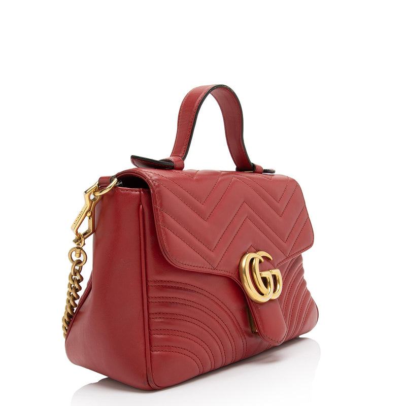 Gucci Matelasse Leather GG Marmont Small Top Handle Bag (SHF-b8y4T7)