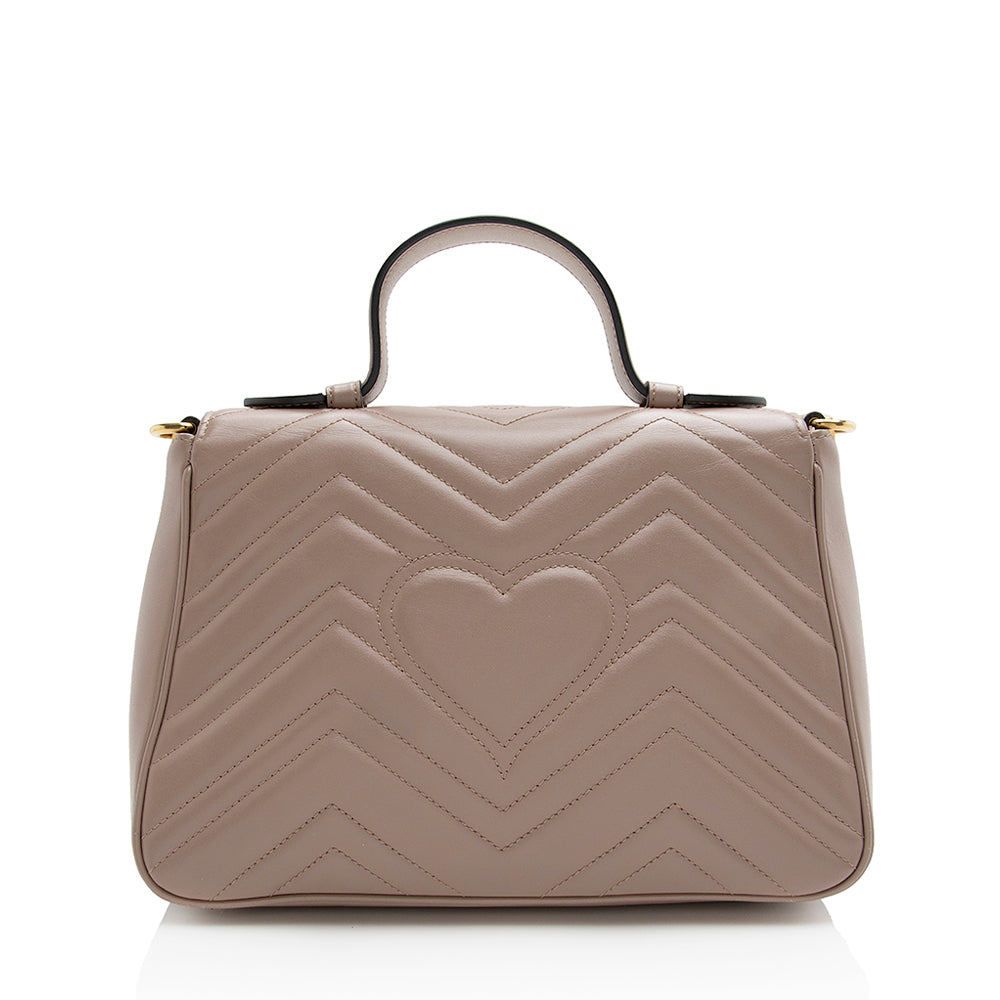 Gucci Matelasse Leather GG Marmont Top Handle Small Shoulder Bag (SHF-22063)