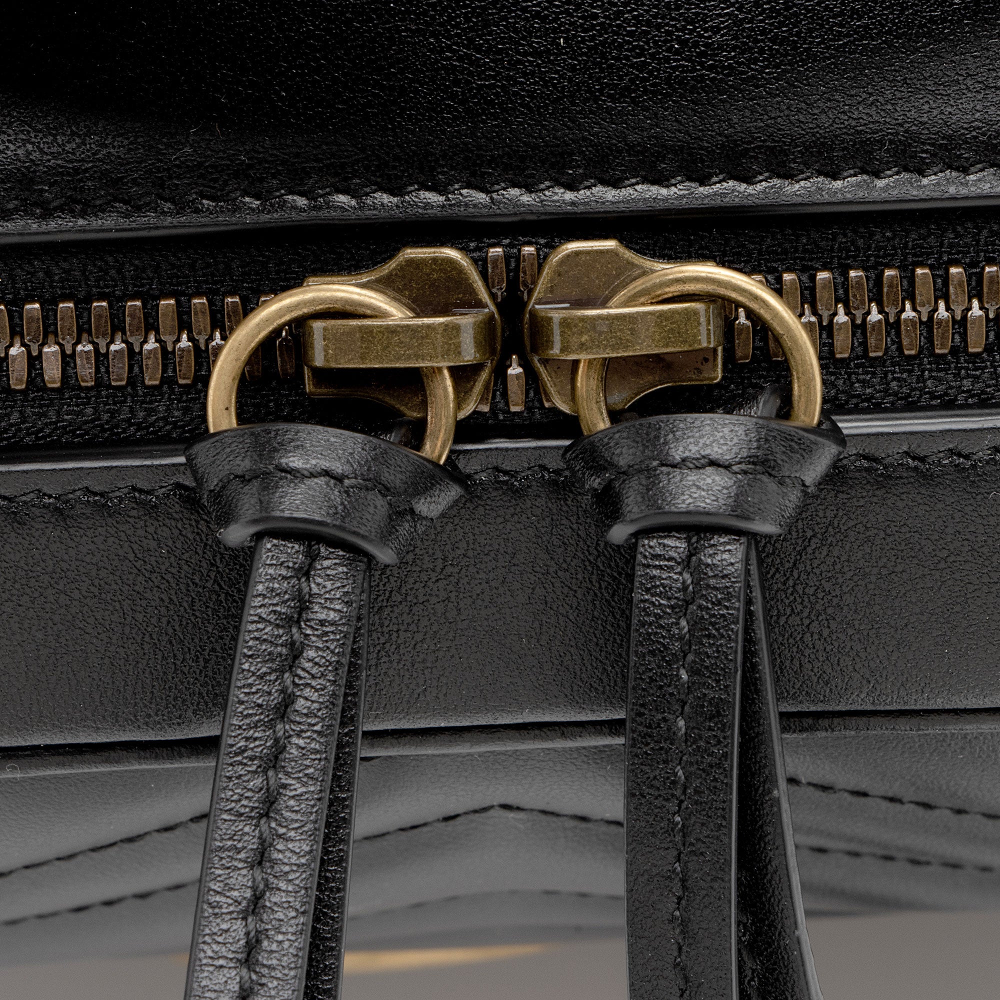 Gucci Matelasse Leather GG Marmont Top Handle Zip Around Small Shoulde