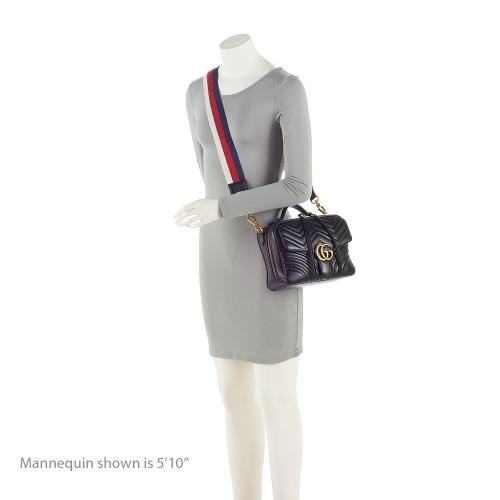 Gucci Matelasse Leather GG Marmont Top Handle Zip Around Small Shoulde