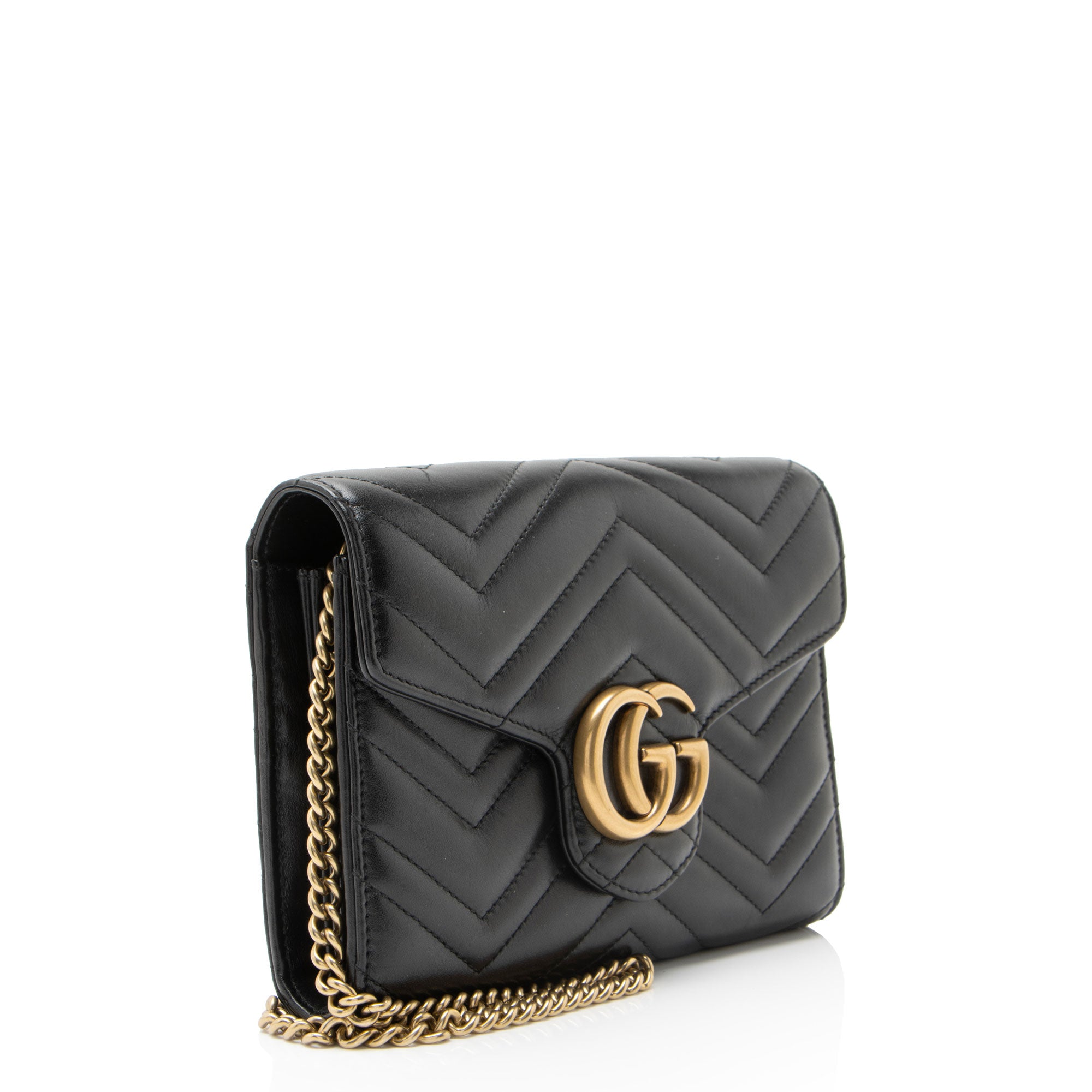 Gucci Matelasse Leather GG Marmont Wallet on Chain