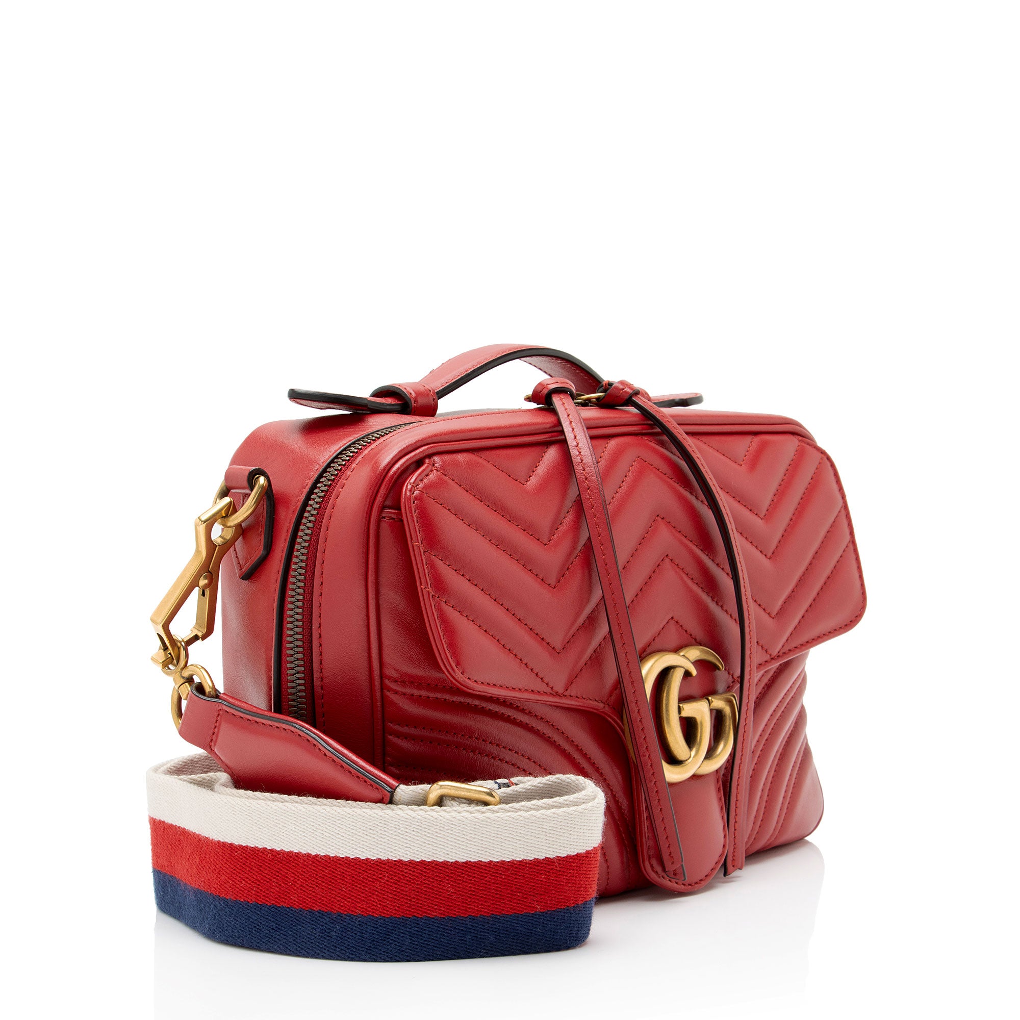 Gucci Matelasse Leather GG Marmont Zip Around Top Handle