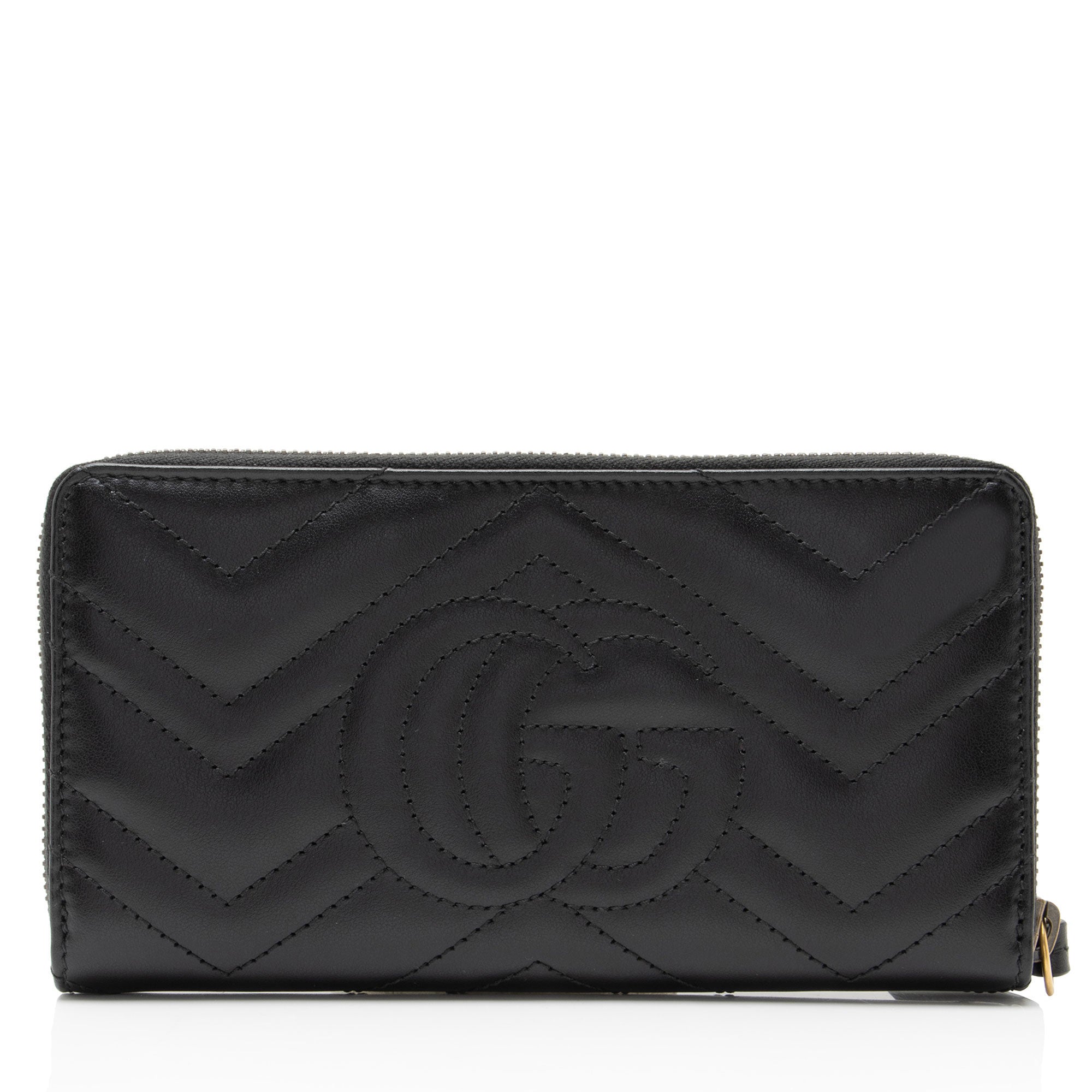 Gucci Matelasse Leather GG Marmont Zip Wallet
