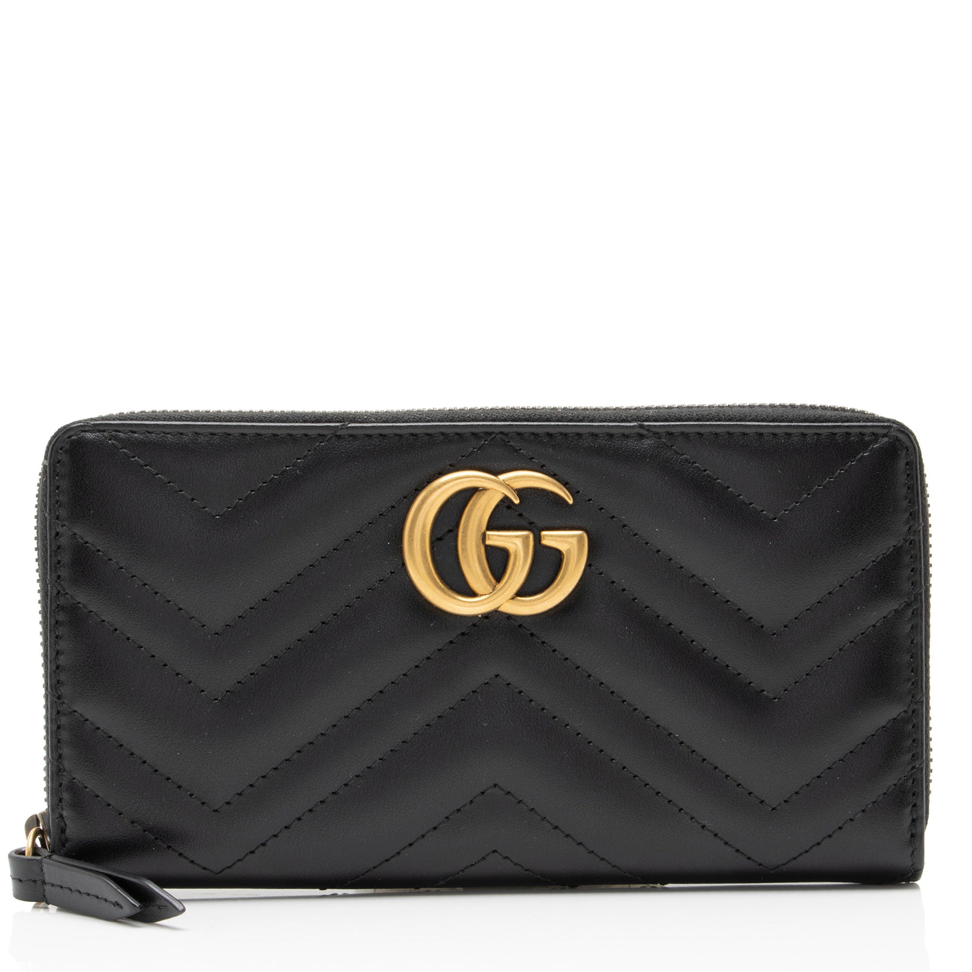 Gucci Matelasse Leather GG Marmont Zip Wallet