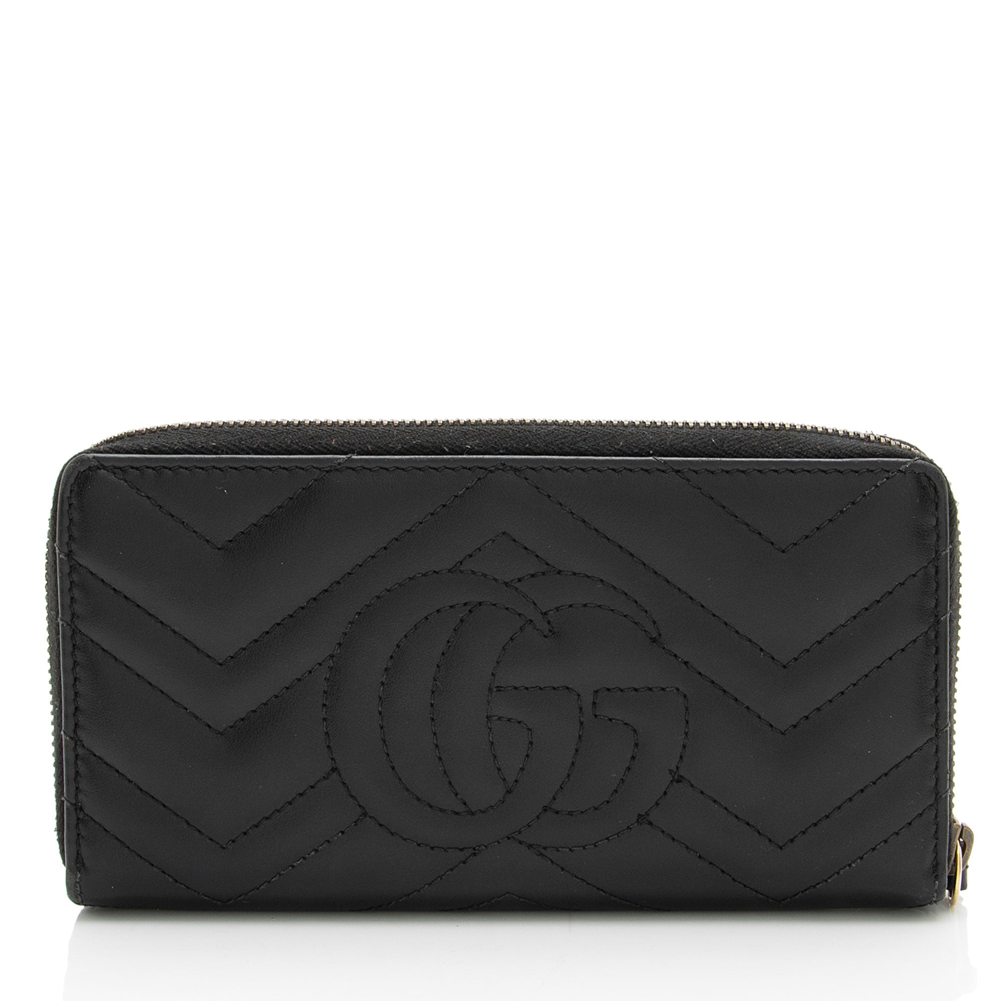 Gucci Matelasse Leather GG Marmont Zip Wallet