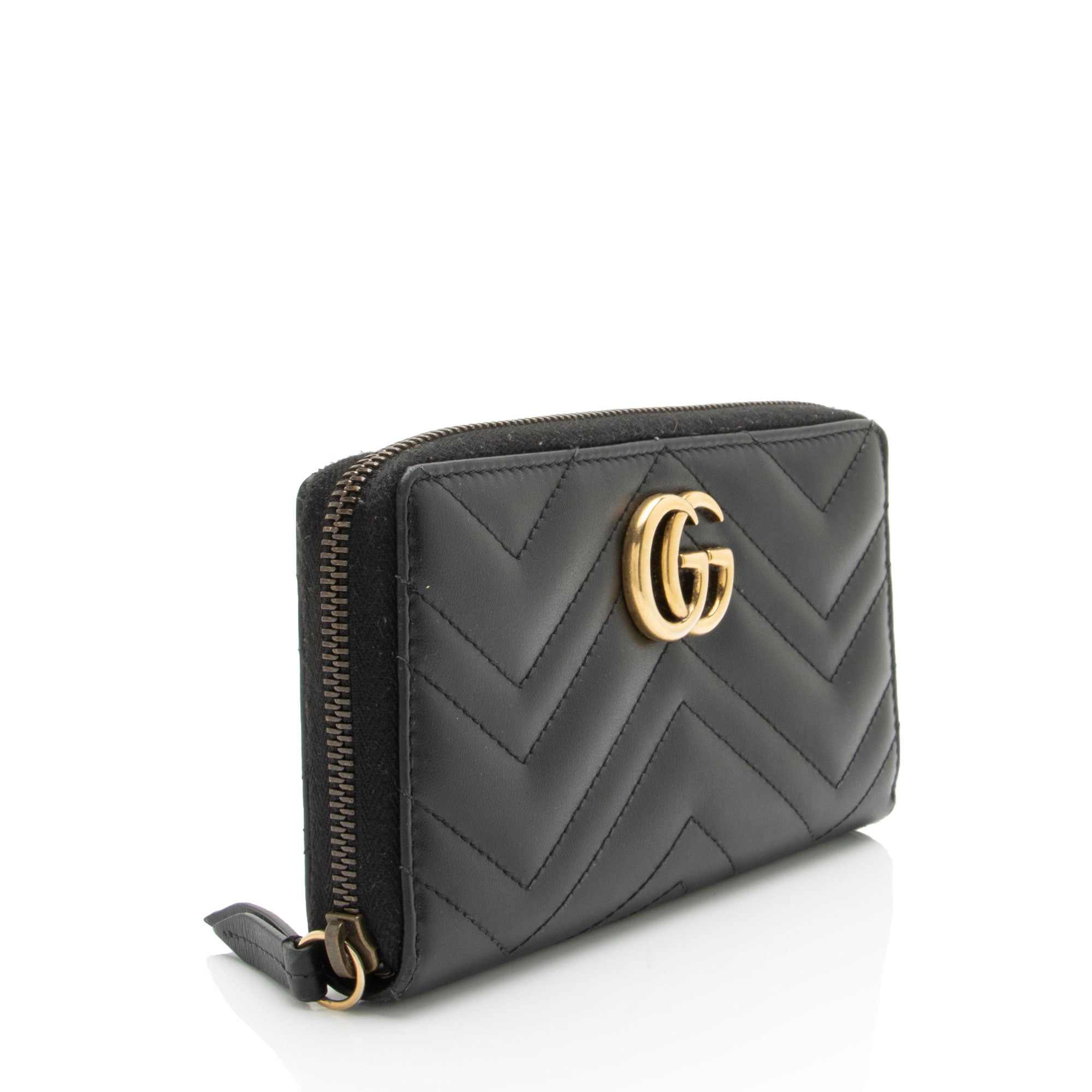 Gucci Matelasse Leather GG Marmont Zip Wallet