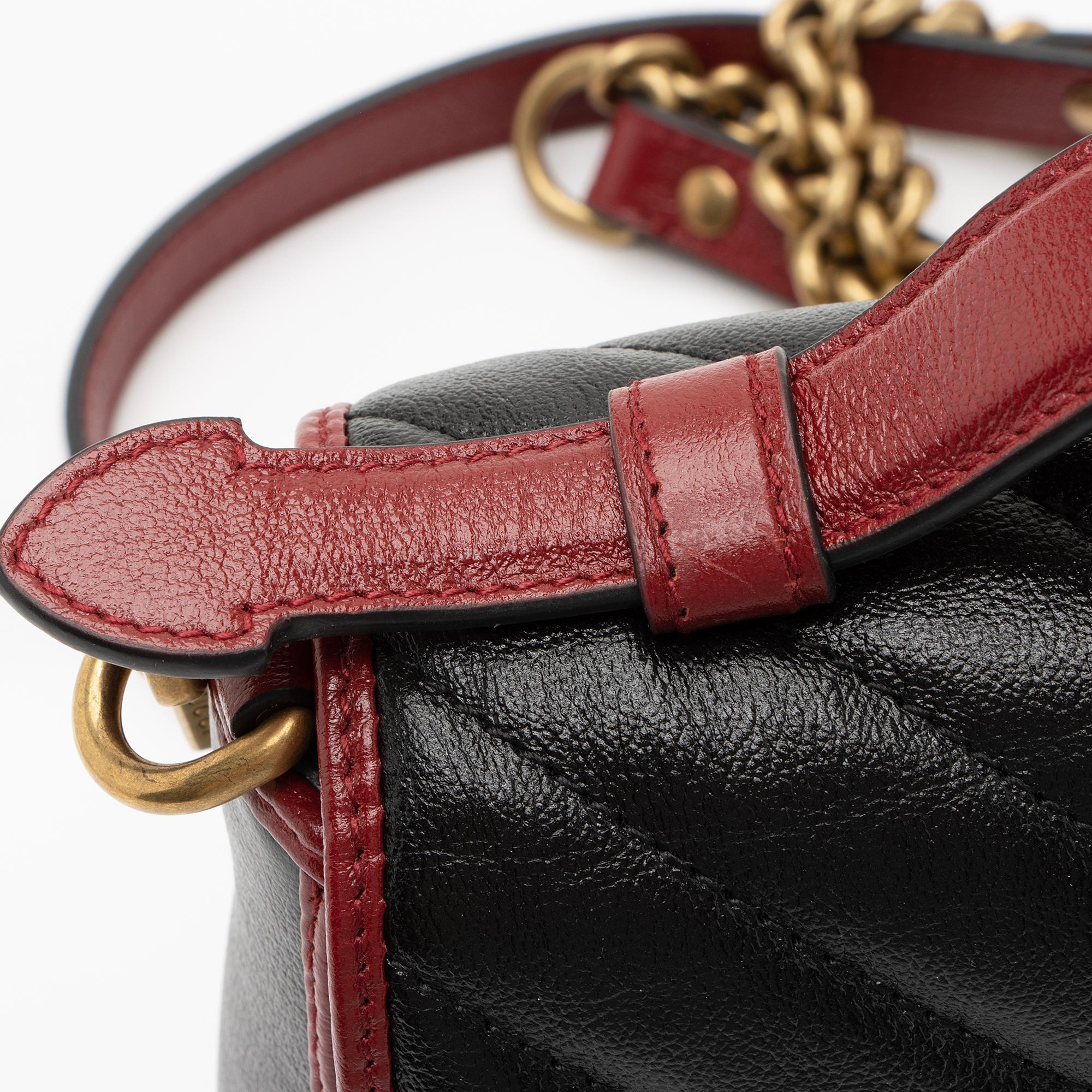 Gucci Matelasse Leather Torchon GG Marmont Mini Top Handle Bag (SHF-TofIot)