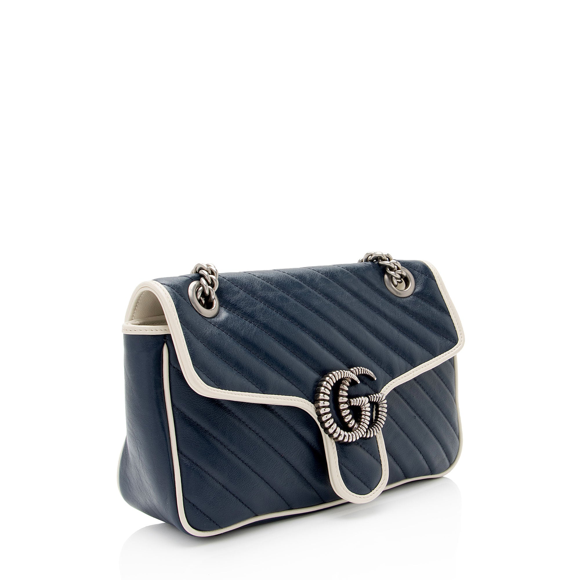 Gucci Matelasse Leather Torchon GG Marmont Small Flap Bag (SHF-V987rt)