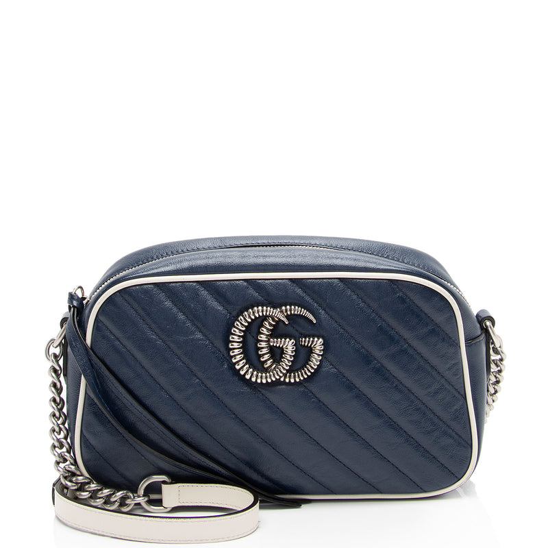 Gucci Matelasse Leather Torchon GG Marmont Small Shoulder Bag (SHF-MtH1yR)