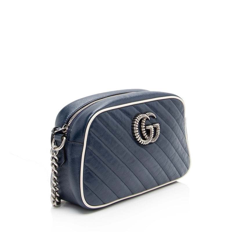 Gucci Matelasse Leather Torchon GG Marmont Small Shoulder Bag (SHF-MtH1yR)