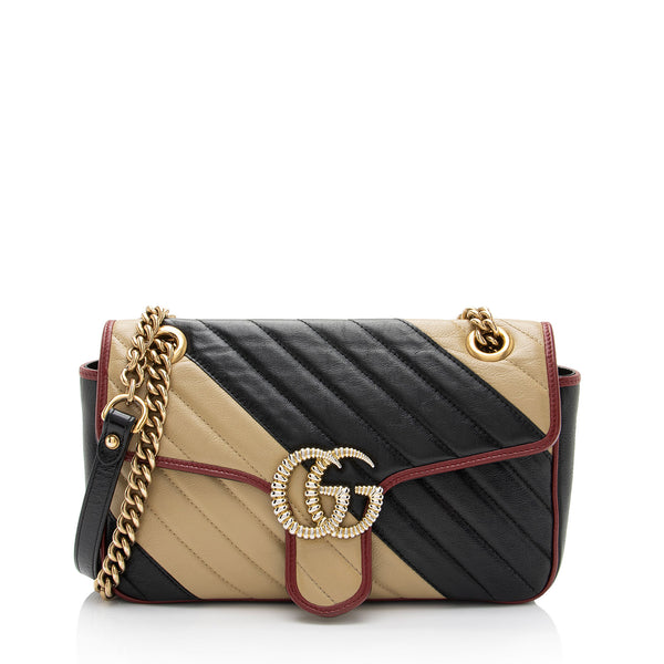 Gucci Matelasse Leather Torchon GG Marmont Small Flap Bag (SHF-fNtxDP)